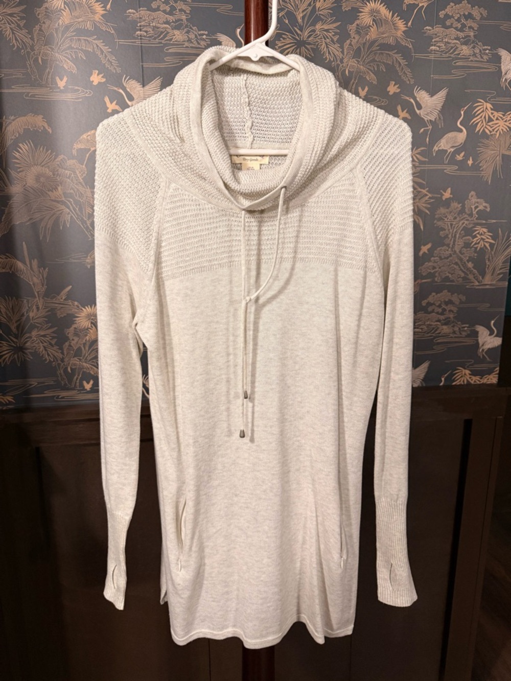 Cambridge Dry Goods Cream Cowl Neck Longline Sweater